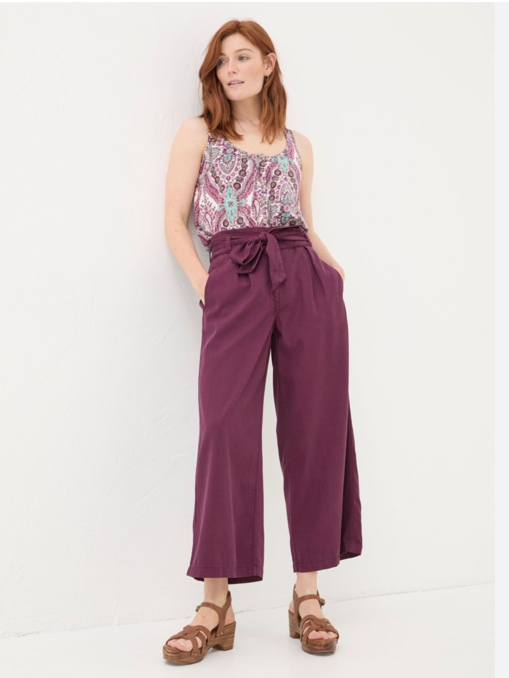NWT Fat Face Mina Cropped Trouser Purple Size 10